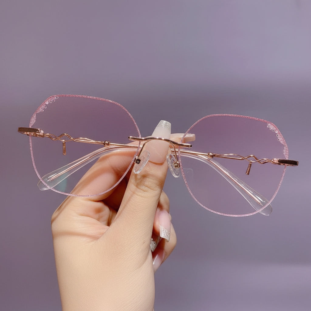 Pink Sapphire | Rimless Photochromic Glasses